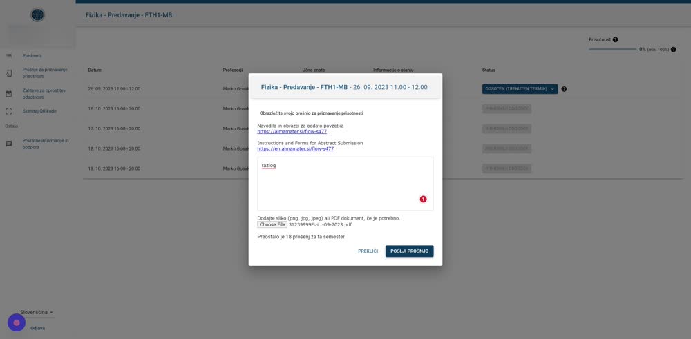 Submit the request