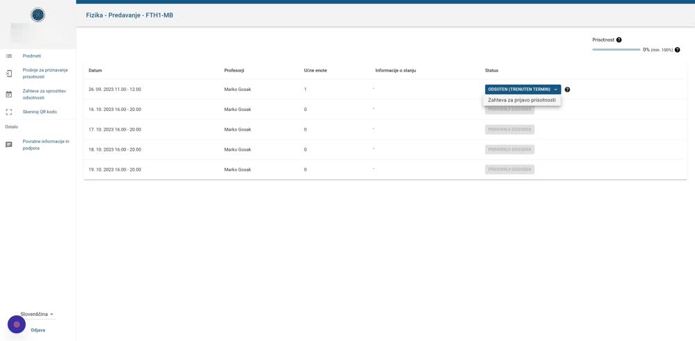 Attendance request