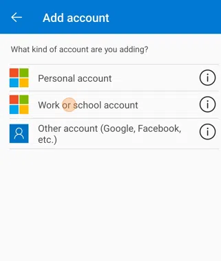 Choose work or school account