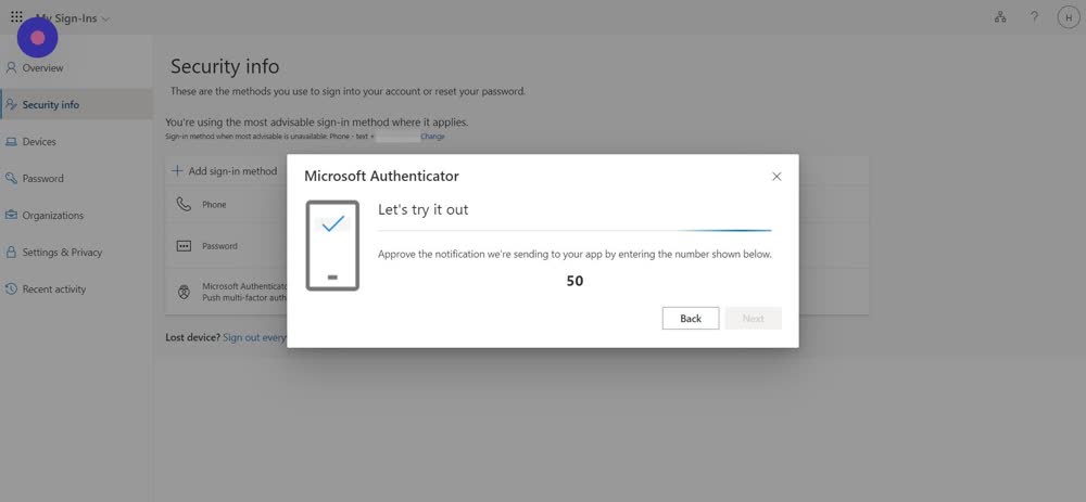 Enter the verification code