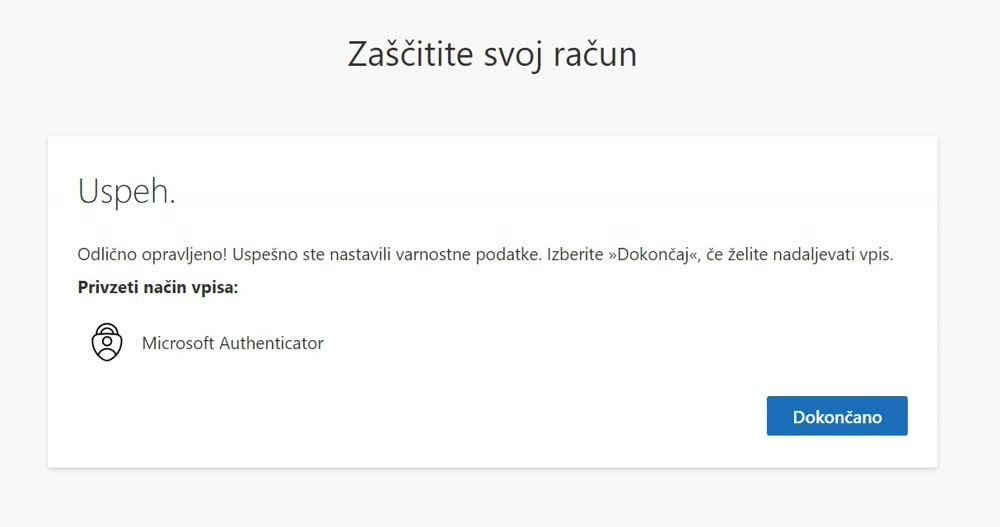 Zaključite nastavitev