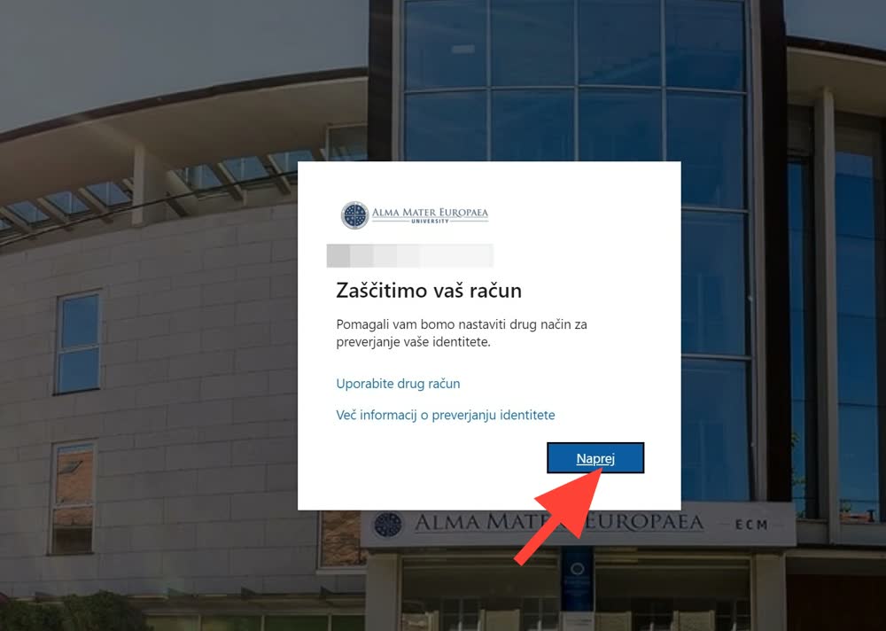 Nadaljujte z nastavitvijo