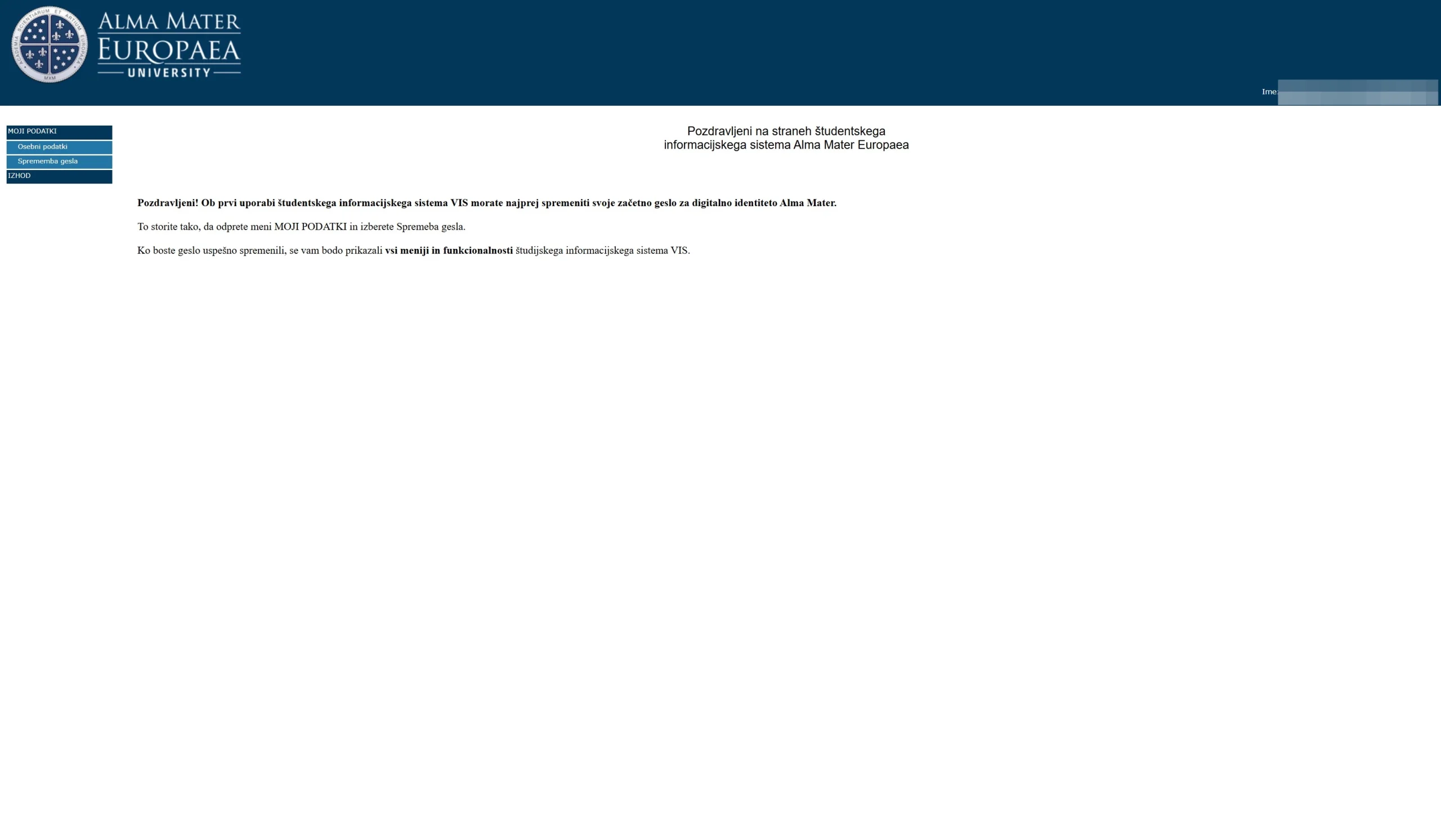 Cambio password
