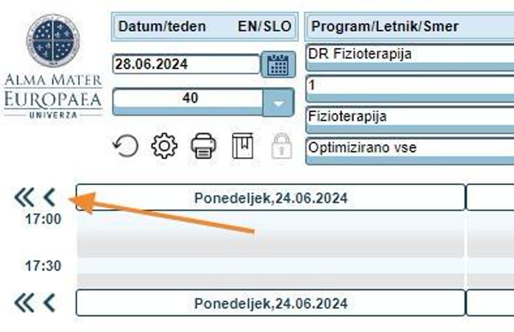 Premikanje po tednih