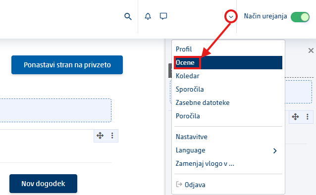 Pregled ocen in povratnih informacij