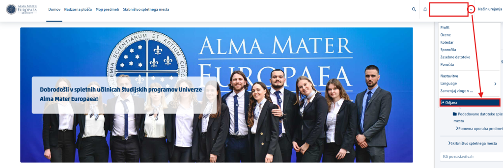 Odjava iz Moodle