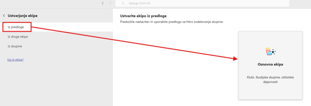 Ustvarjanje ekipe