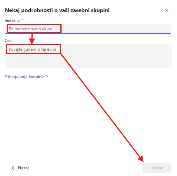 Ustvarjanje ekipe