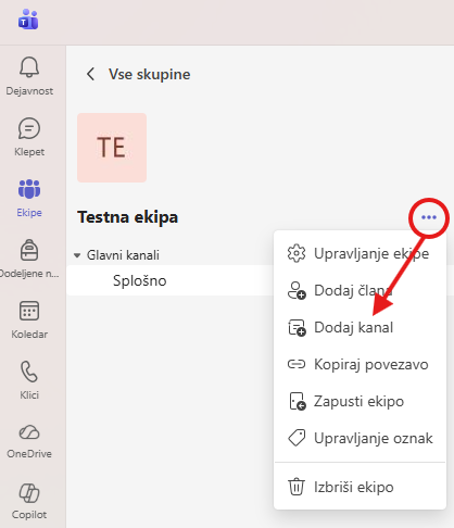 Ustvarjanje kanala