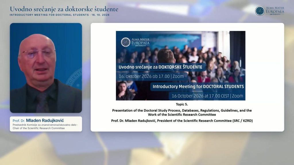 Poglavje 4: Potek doktorskega študija in Komisija za znanstvenoraziskovalno delo (prof. dr. Mladen Radujković)
